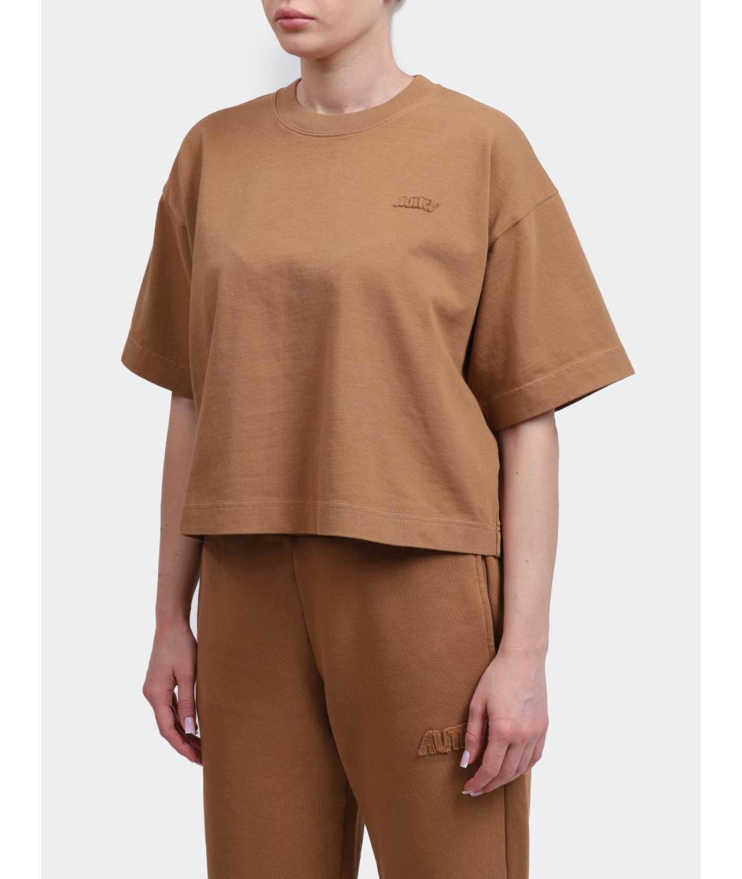 AUTRY Коричневая хлопковая футболка, фото 3