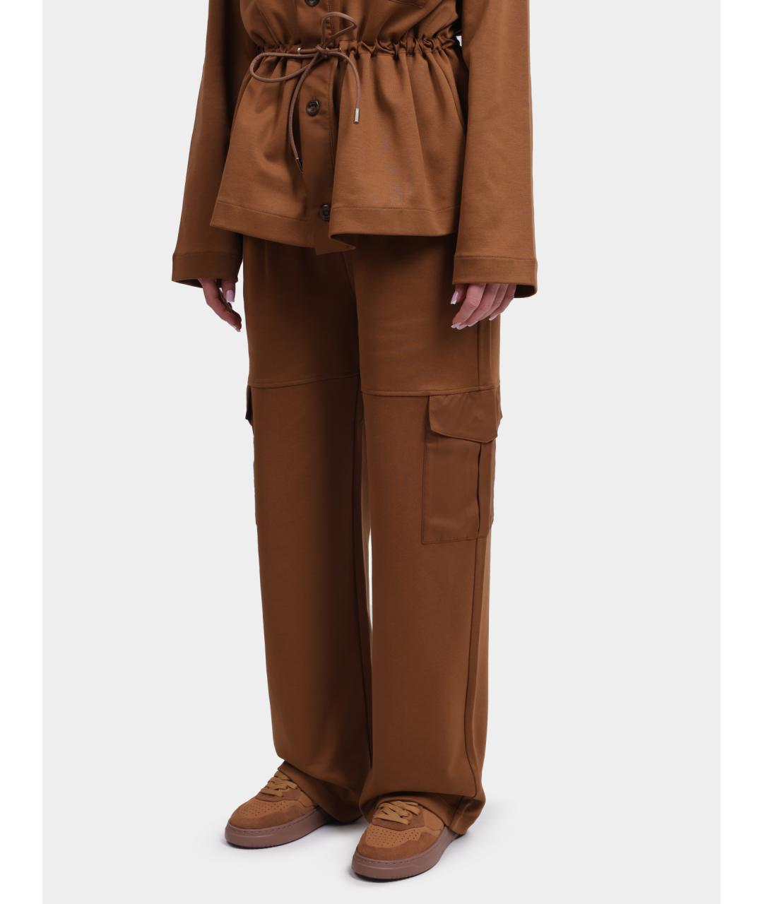 HERNO Коричневые хлопковые прямые брюки, фото 3