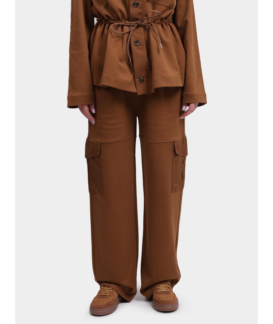 HERNO Коричневые хлопковые прямые брюки, фото 2