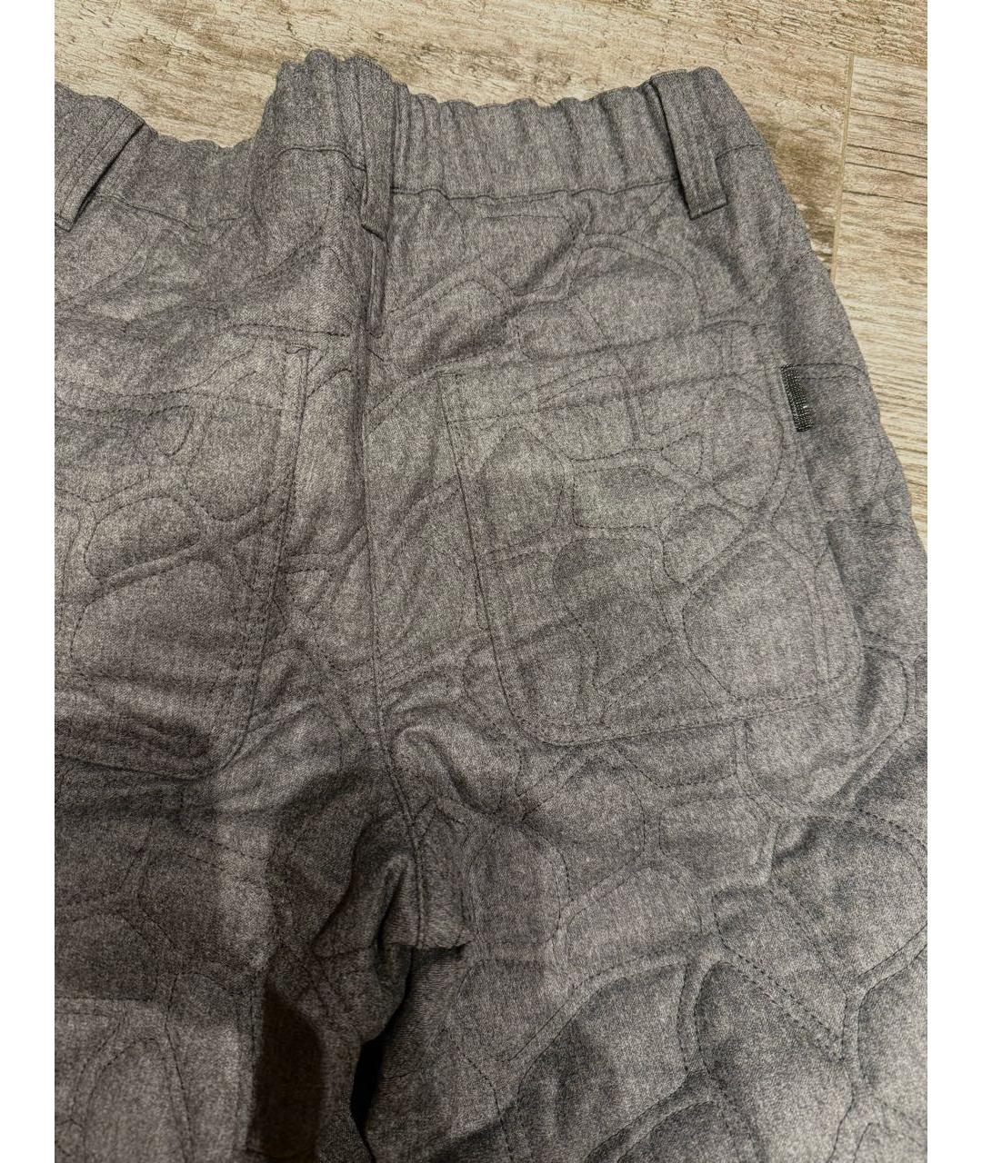 BRUNELLO CUCINELLI Серые шерстяные спортивные брюки и шорты, фото 2