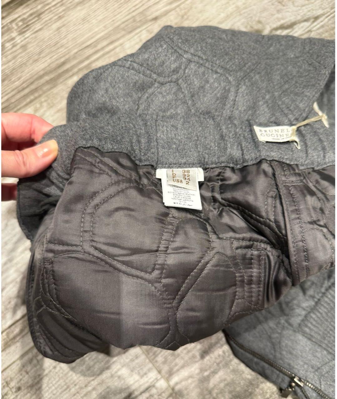 BRUNELLO CUCINELLI Серые шерстяные спортивные брюки и шорты, фото 5