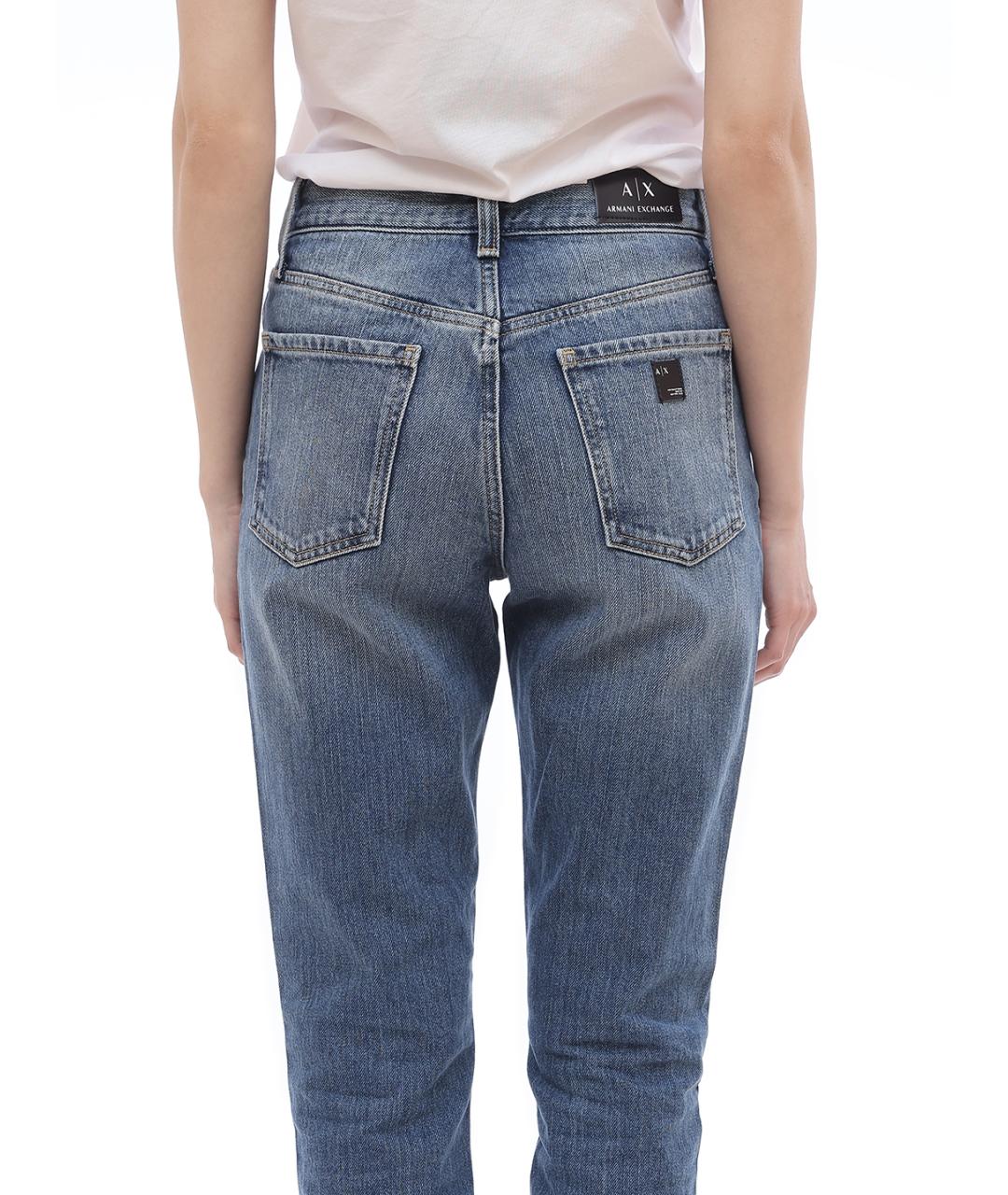 ARMANI EXCHANGE Синие хлопковые прямые джинсы, фото 4