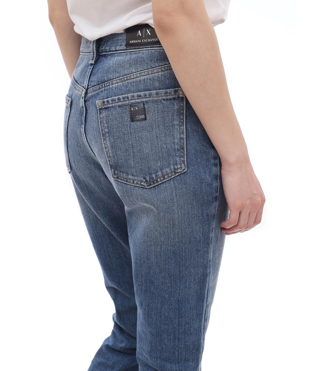 ARMANI EXCHANGE Синие хлопковые прямые джинсы, фото 5