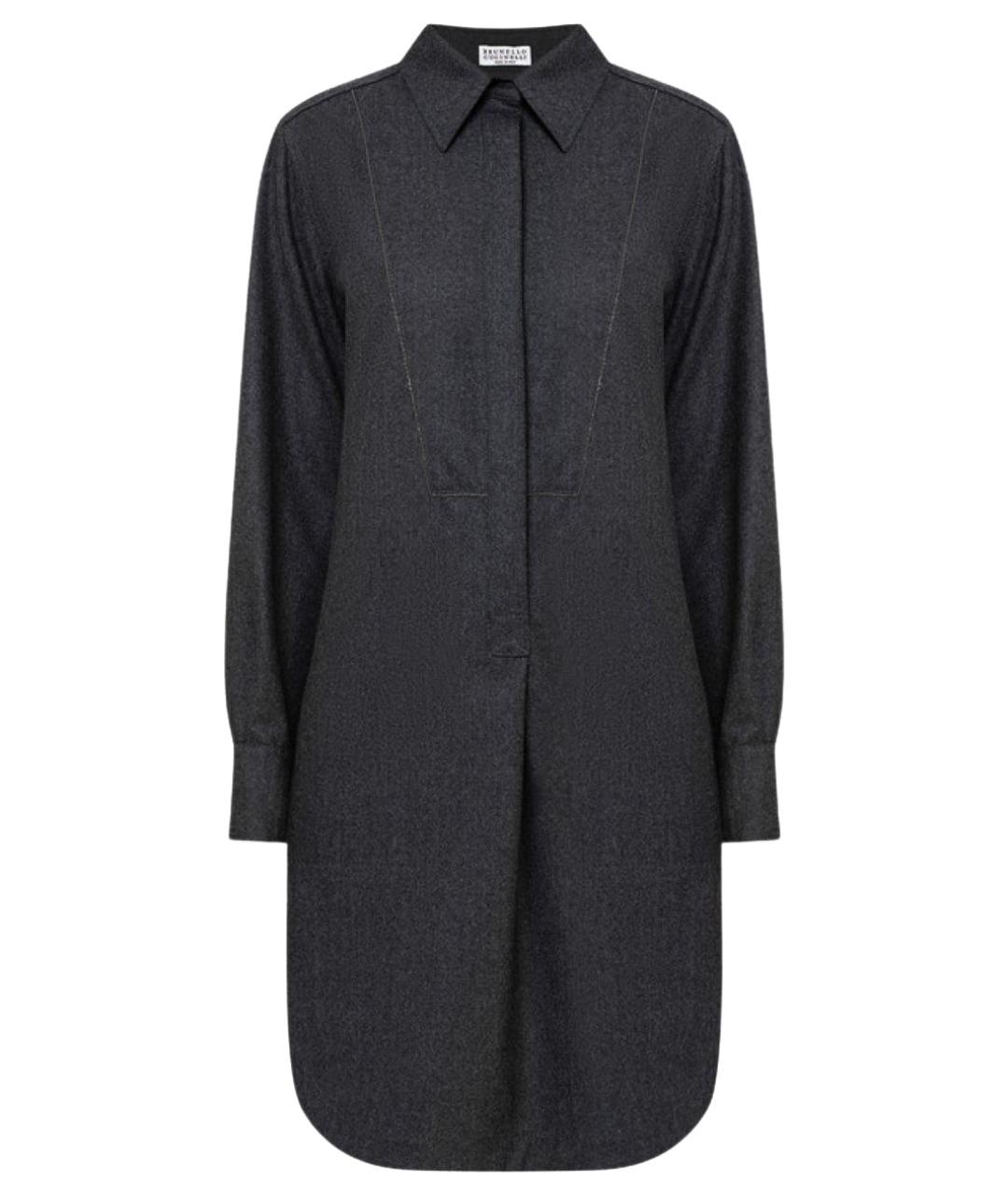 BRUNELLO CUCINELLI Темно-синее шерстяное повседневное платье, фото 1