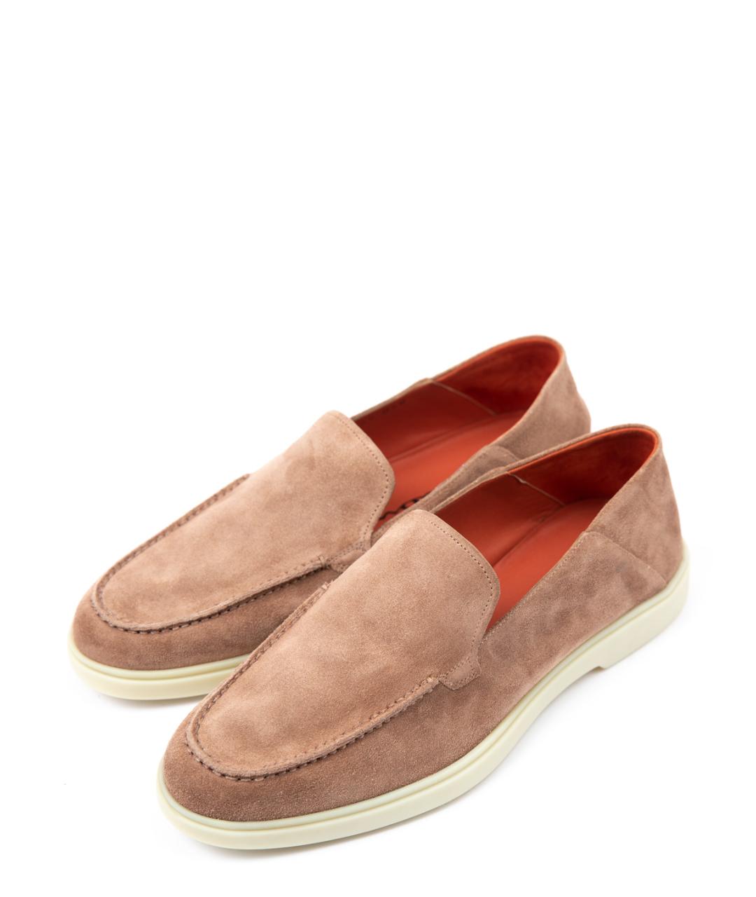 SANTONI Бежевые замшевые лоферы, фото 2