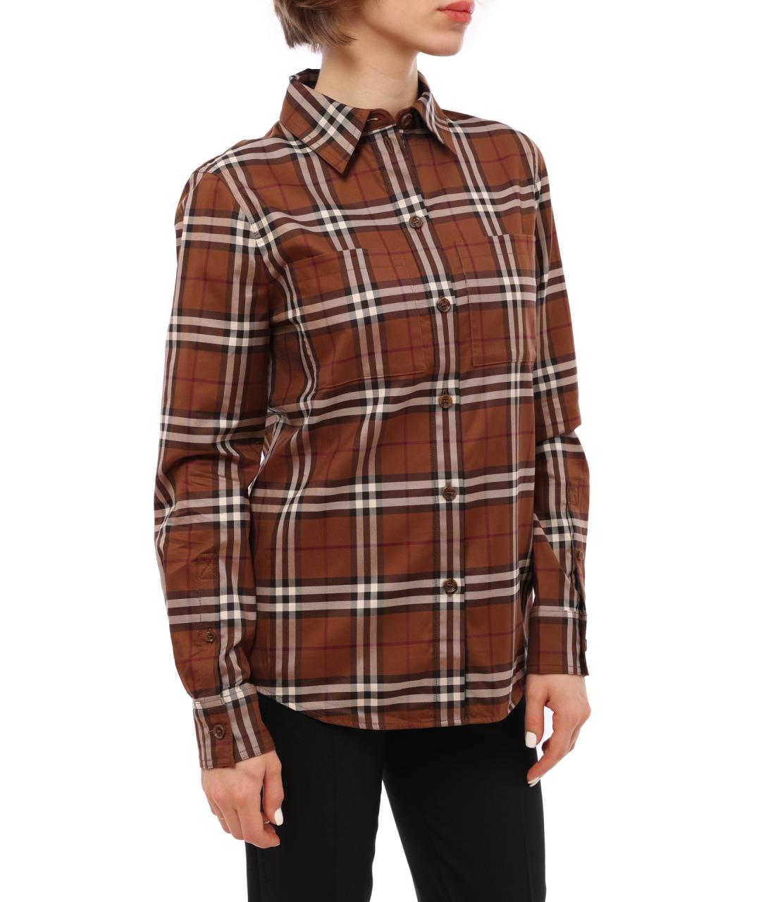 BURBERRY Коричневая хлопковая рубашка, фото 5