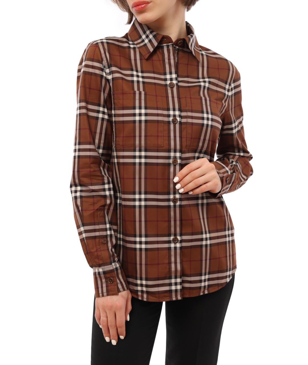 BURBERRY Коричневая хлопковая рубашка, фото 7