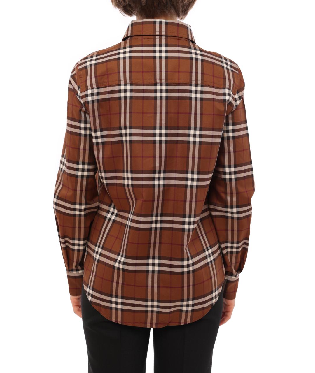 BURBERRY Коричневая хлопковая рубашка, фото 4