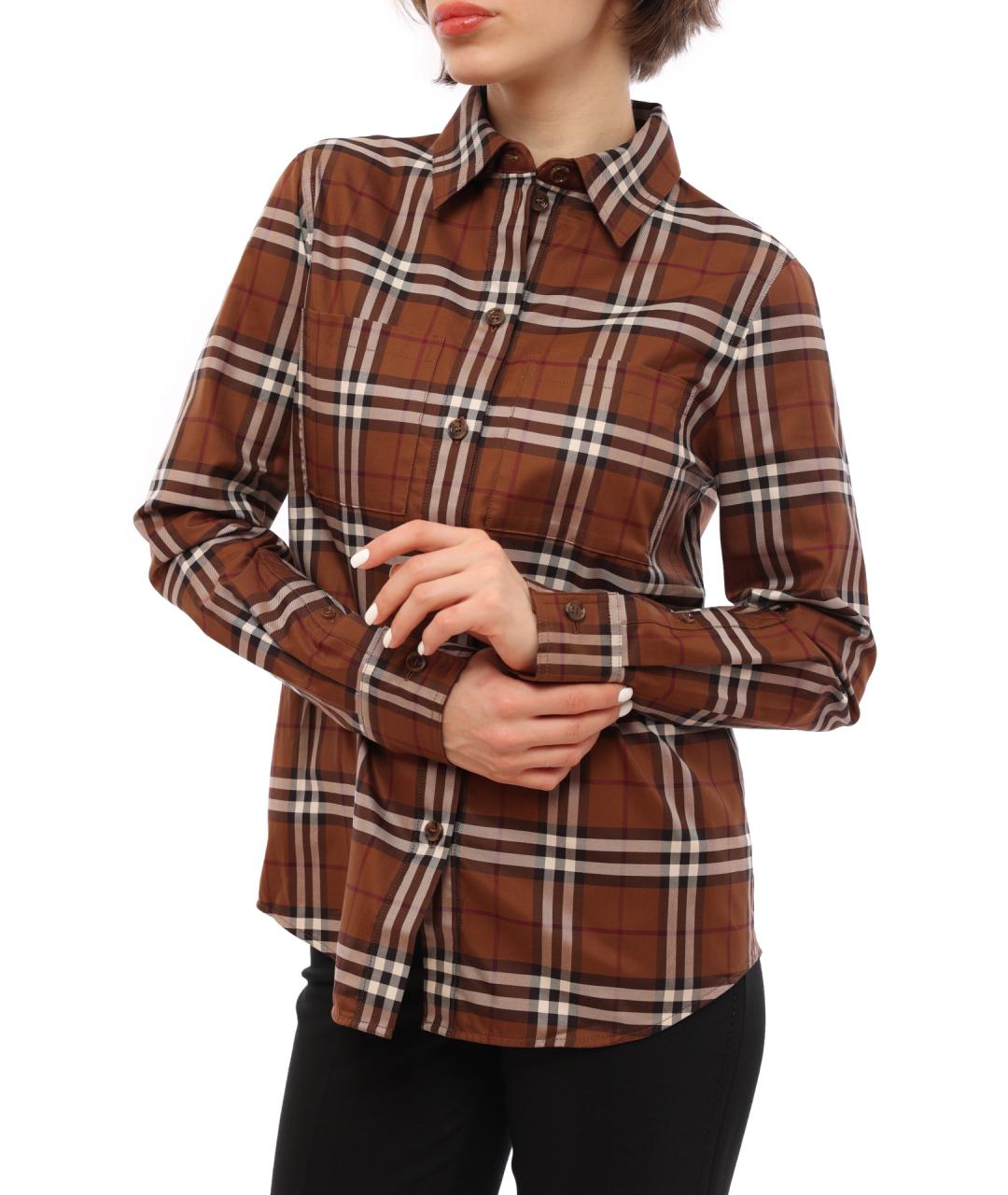 BURBERRY Коричневая хлопковая рубашка, фото 3