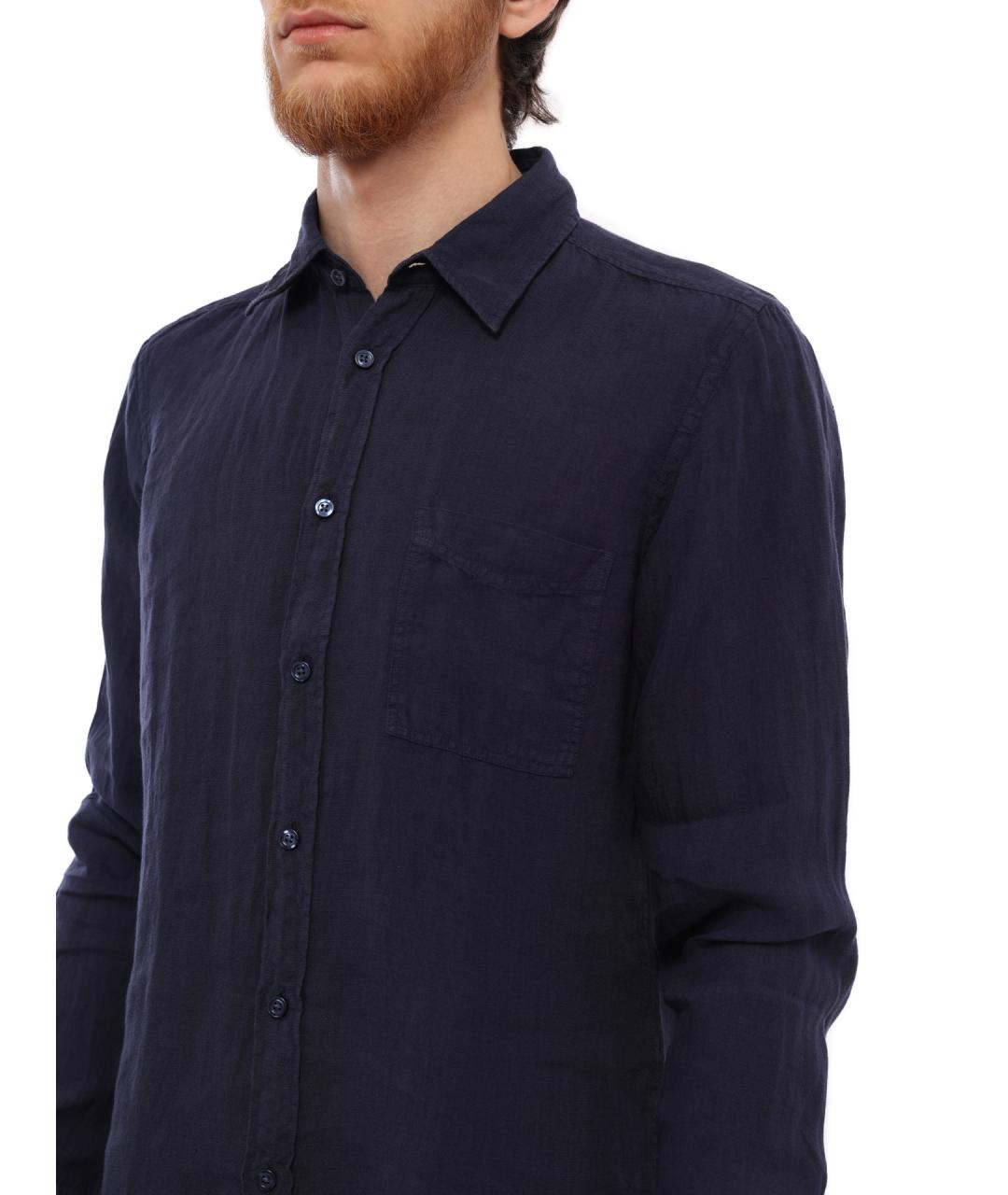 HUGO BOSS Темно-синяя льняная кэжуал рубашка, фото 3