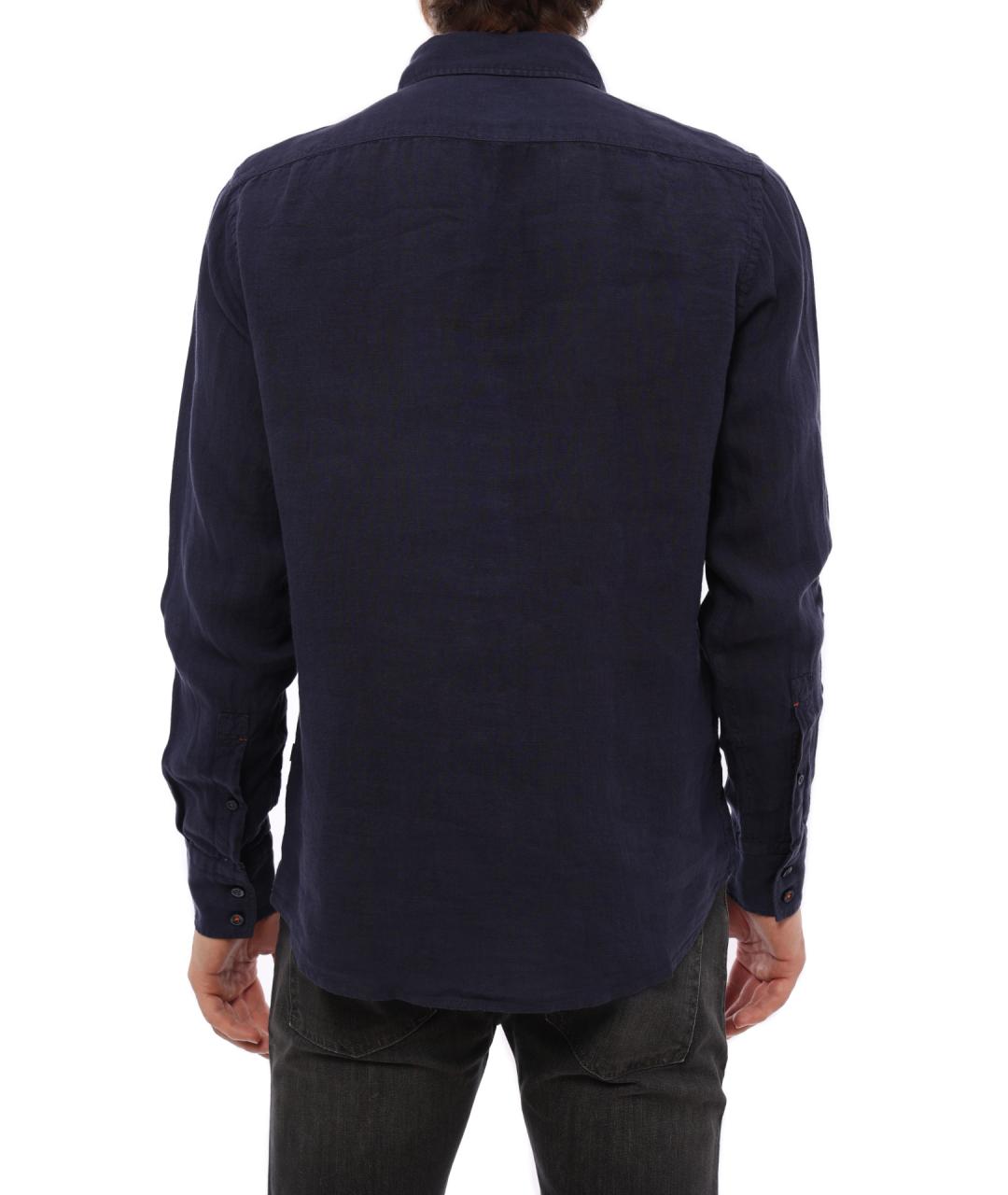 HUGO BOSS Темно-синяя льняная кэжуал рубашка, фото 4