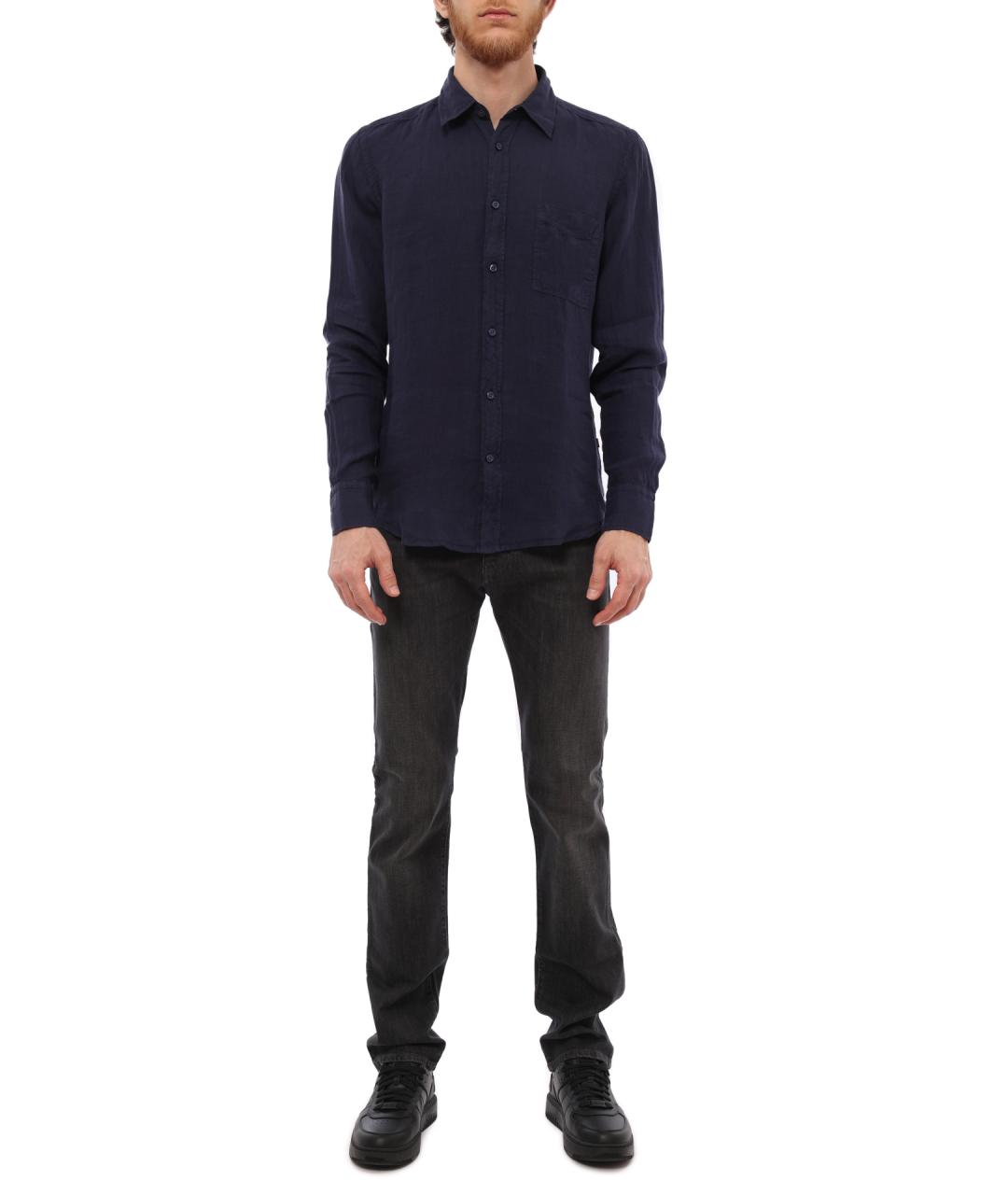 HUGO BOSS Темно-синяя льняная кэжуал рубашка, фото 2