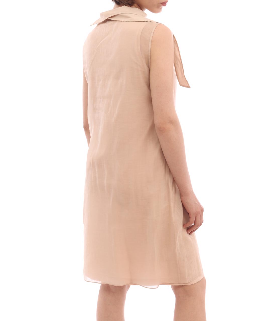 BRUNELLO CUCINELLI Бежевое хлопковое повседневное платье, фото 7