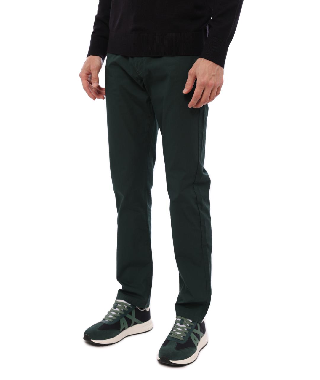 ARMANI EXCHANGE Зеленые хлопко-леновые прямые джинсы, фото 3