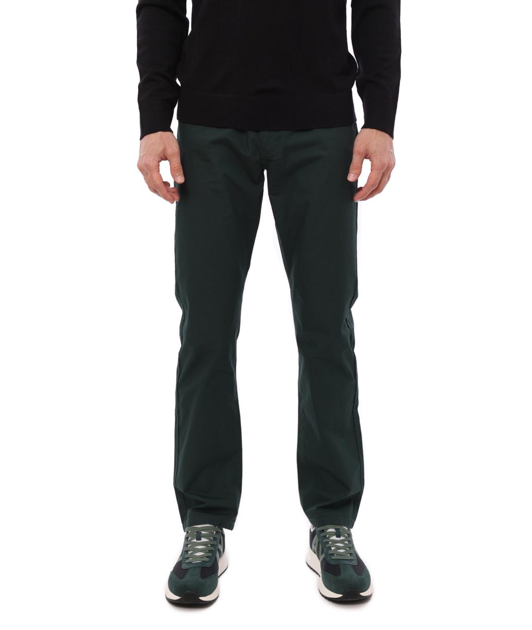 ARMANI EXCHANGE Зеленые хлопко-леновые прямые джинсы, фото 1