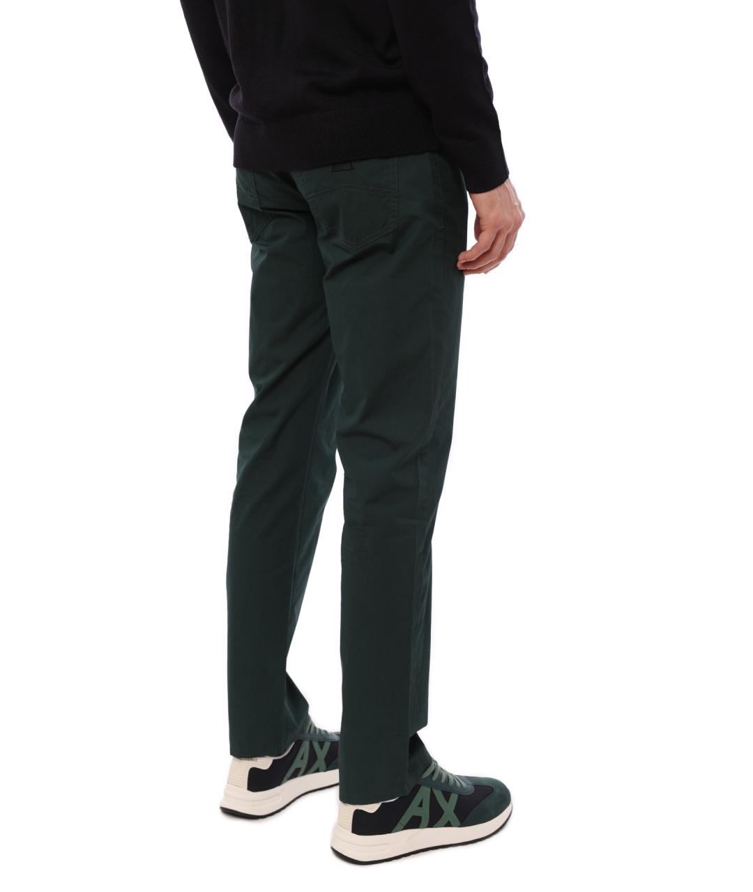 ARMANI EXCHANGE Зеленые хлопко-леновые прямые джинсы, фото 4