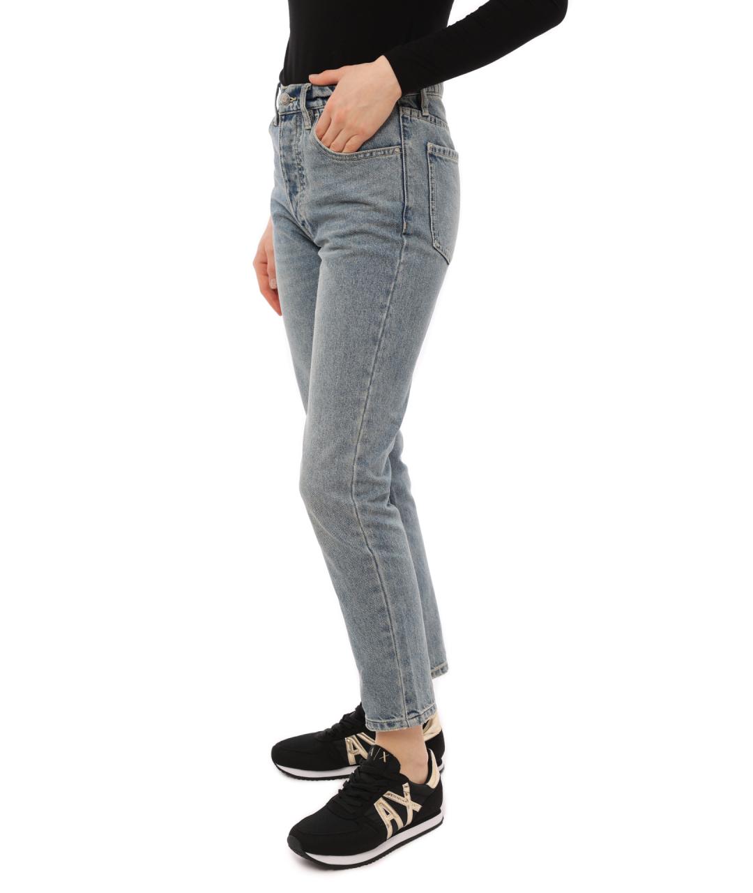 ARMANI EXCHANGE Голубые хлопковые прямые джинсы, фото 3