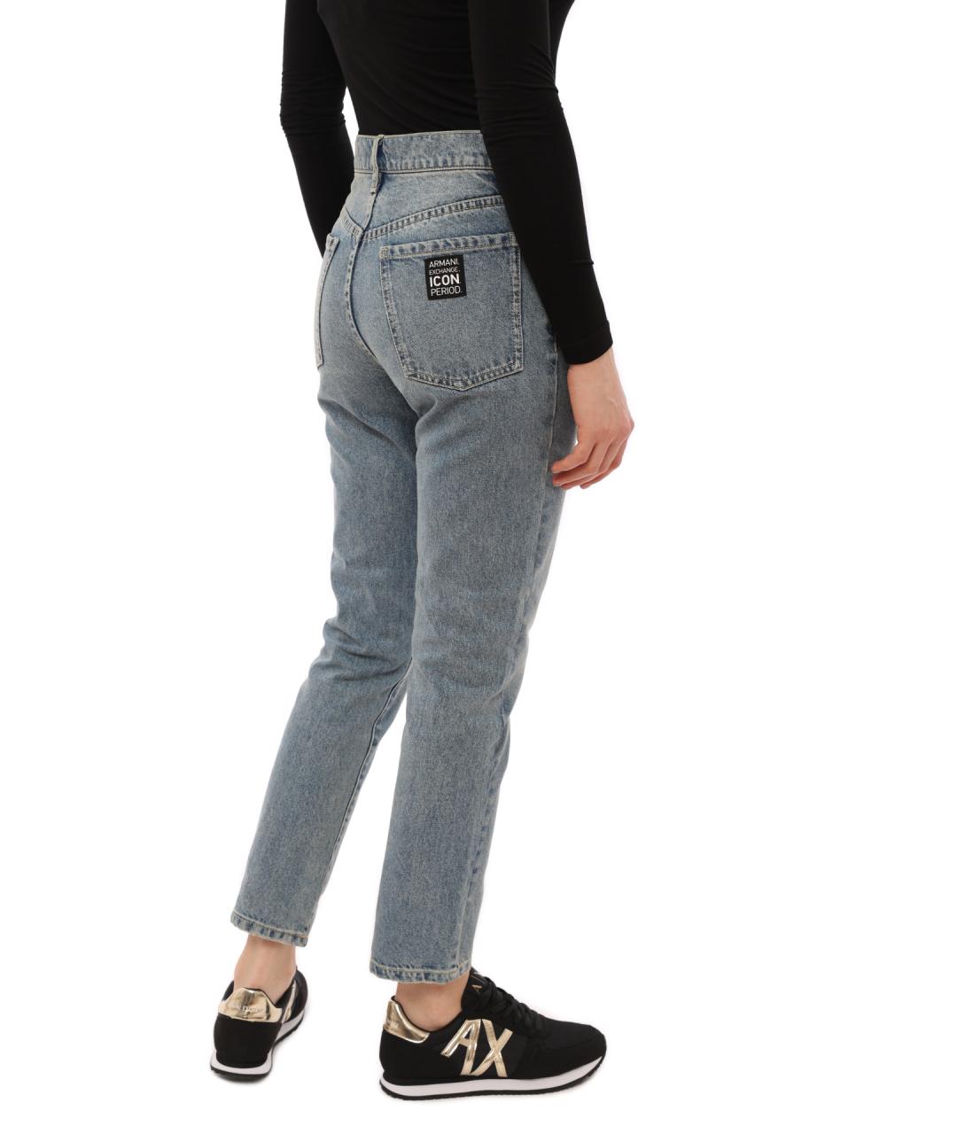 ARMANI EXCHANGE Голубые хлопковые прямые джинсы, фото 4