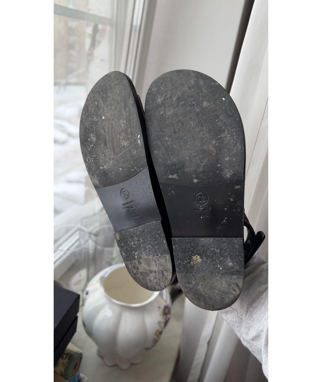 CHANEL Черные кожаные сандалии, фото 7