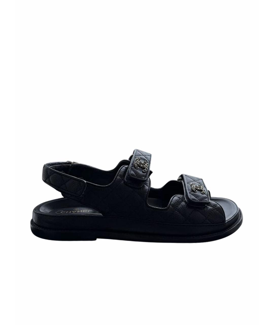 CHANEL Черные кожаные сандалии, фото 1