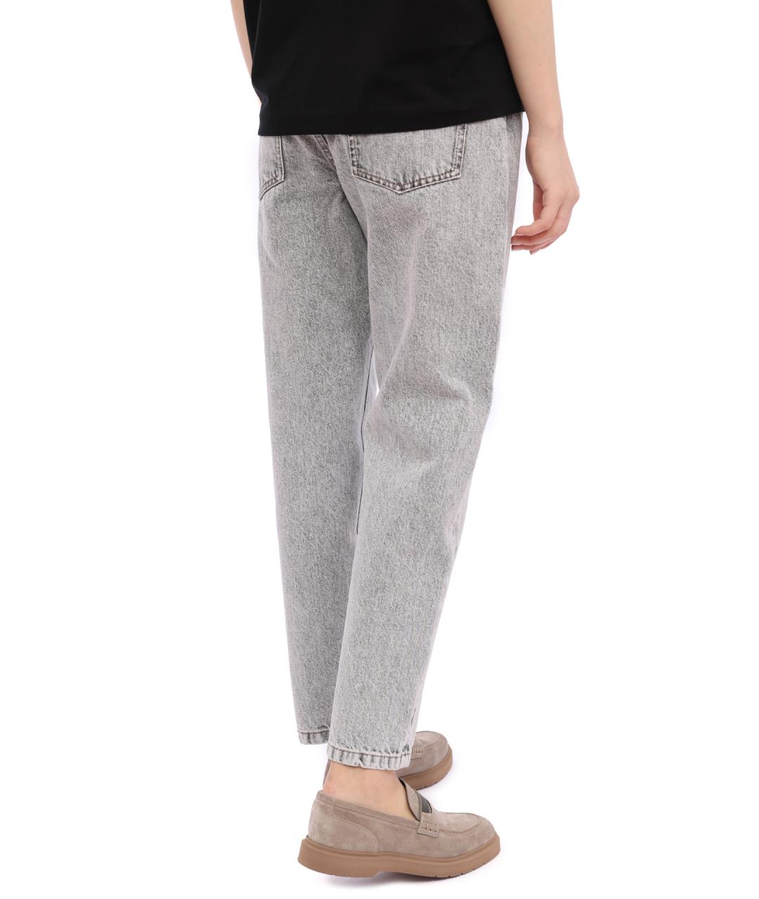 BRUNELLO CUCINELLI Серые хлопковые прямые джинсы, фото 4