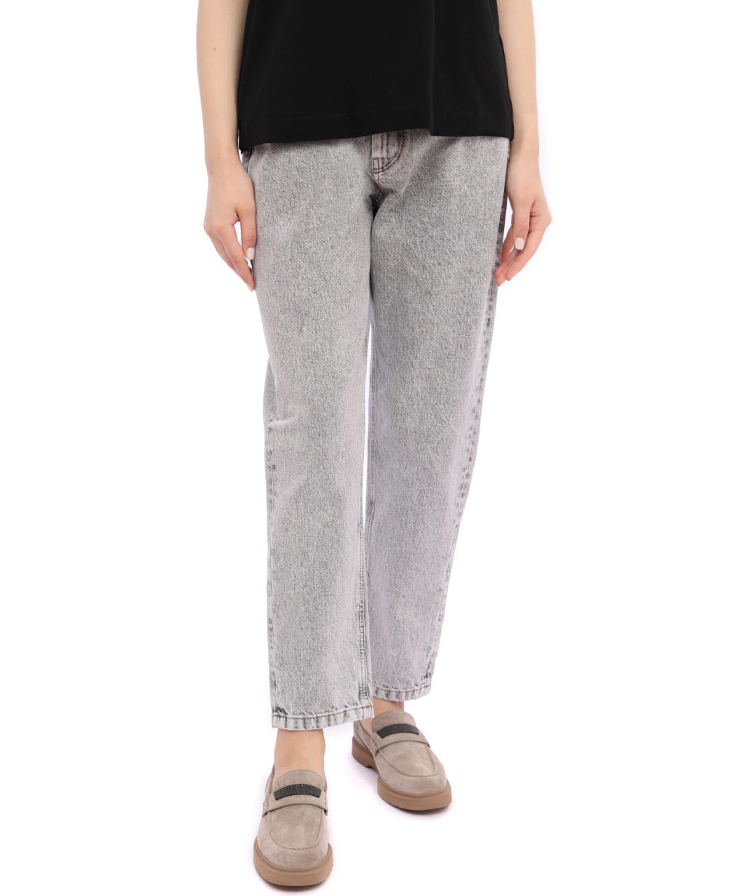 BRUNELLO CUCINELLI Серые хлопковые прямые джинсы, фото 2