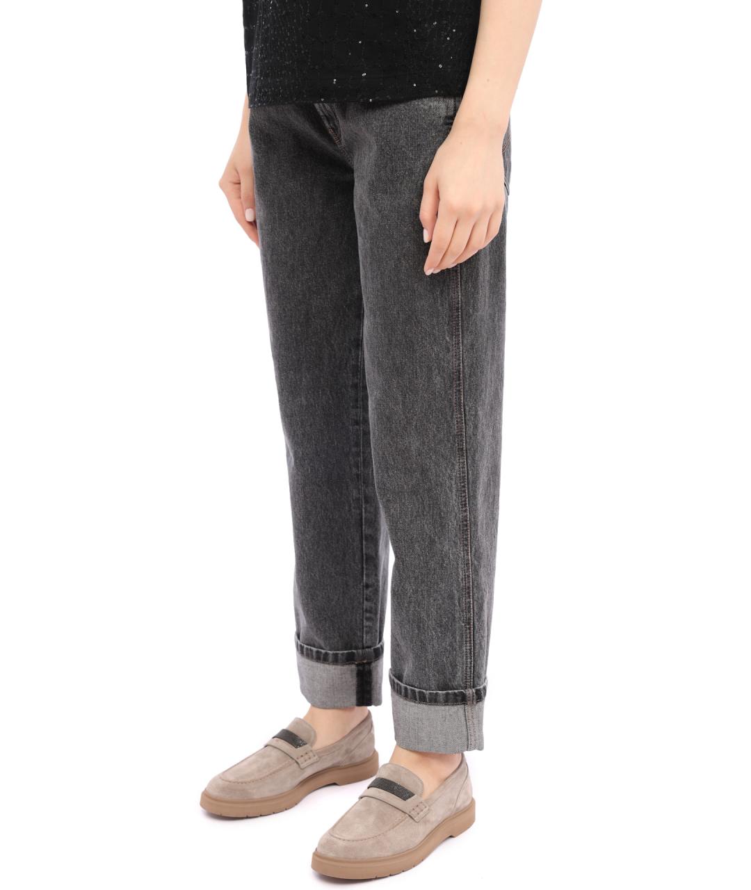 BRUNELLO CUCINELLI Серые хлопковые прямые джинсы, фото 3