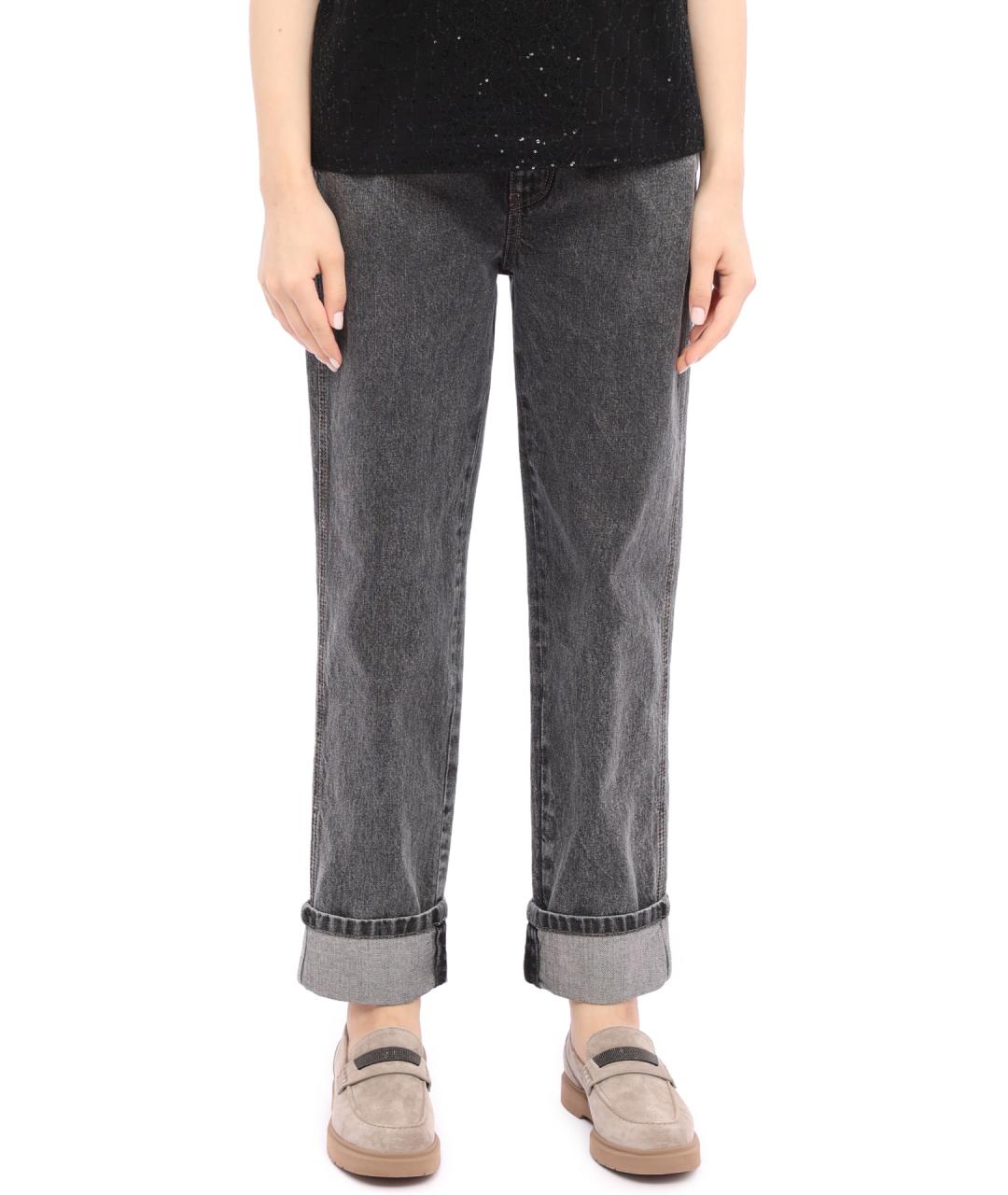 BRUNELLO CUCINELLI Серые хлопковые прямые джинсы, фото 1