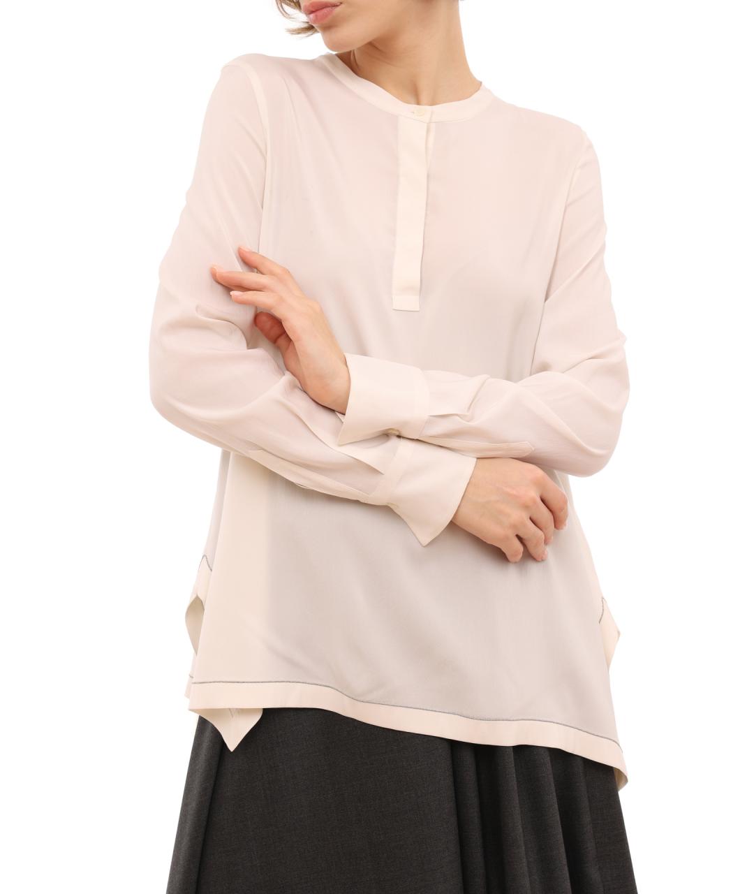 BRUNELLO CUCINELLI Белая шелковая блузы, фото 2