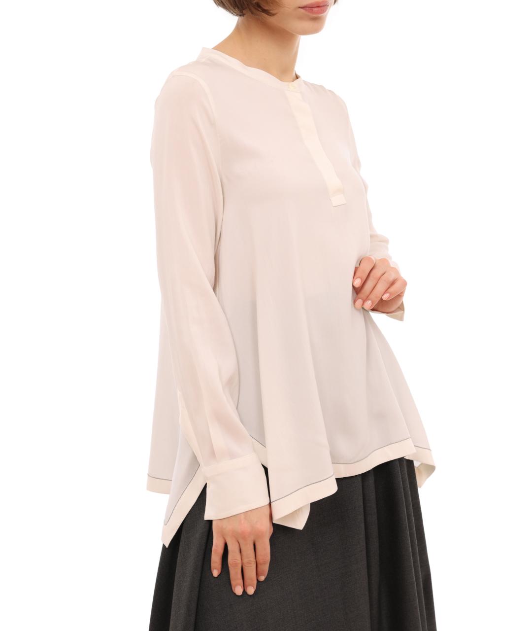 BRUNELLO CUCINELLI Белая шелковая блузы, фото 3