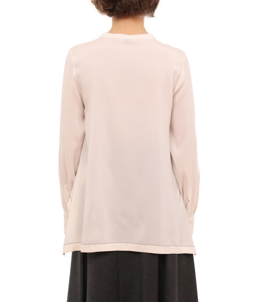 BRUNELLO CUCINELLI Белая шелковая блузы, фото 4