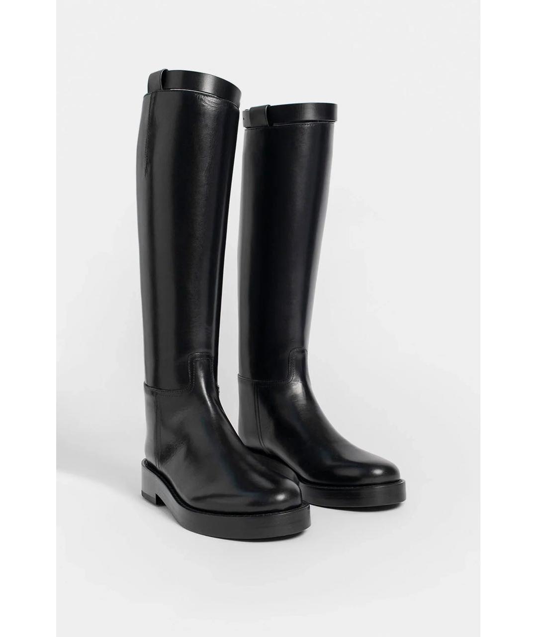ANN DEMEULEMEESTER Черные кожаные сапоги, фото 2