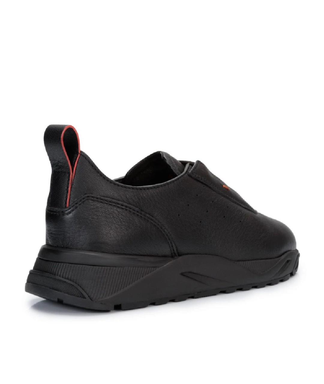 SANTONI Черные кожаные низкие кроссовки / кеды, фото 6