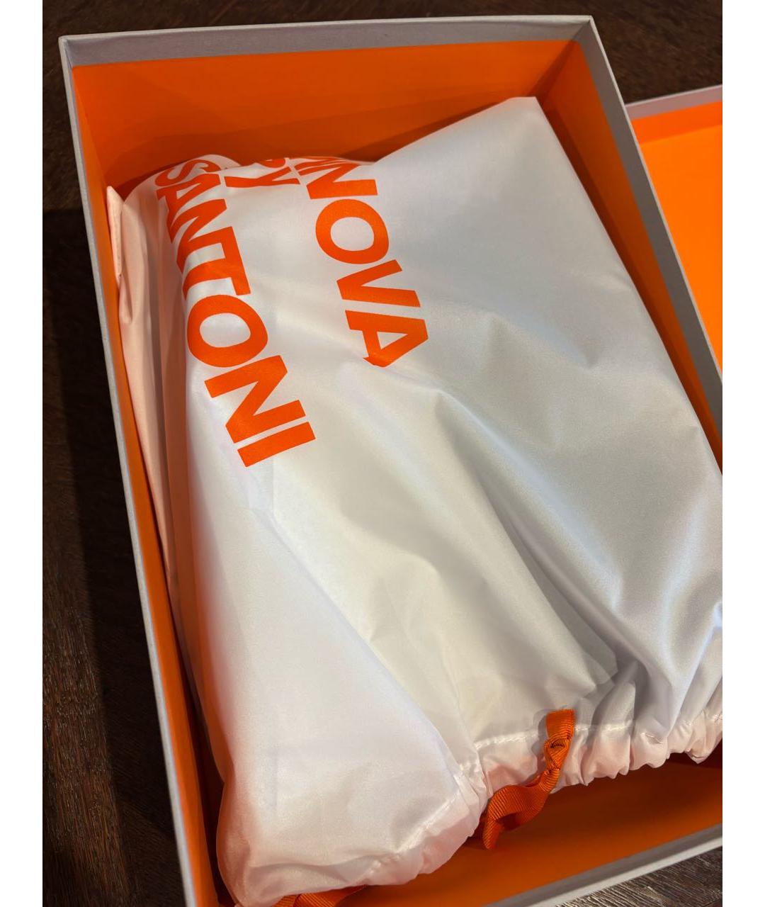 SANTONI Черные кожаные низкие кроссовки / кеды, фото 8