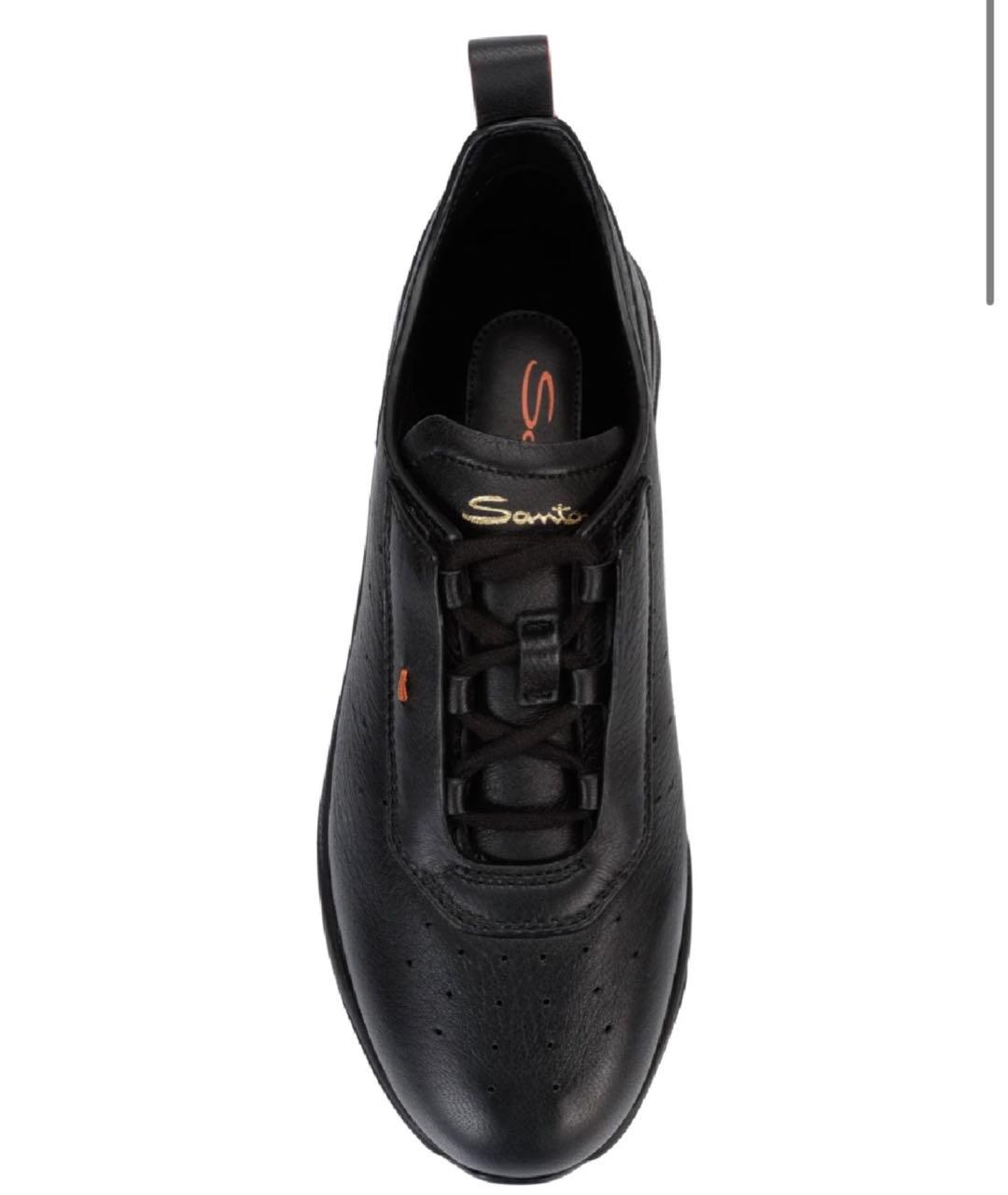 SANTONI Черные кожаные низкие кроссовки / кеды, фото 7