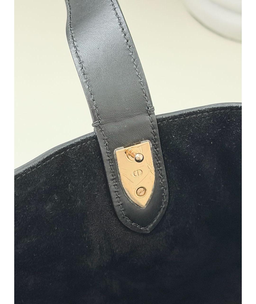 CHRISTIAN DIOR Черная кожаная сумка тоут, фото 3