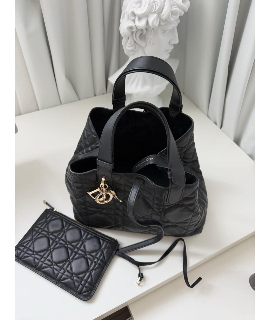 CHRISTIAN DIOR Черная кожаная сумка тоут, фото 2