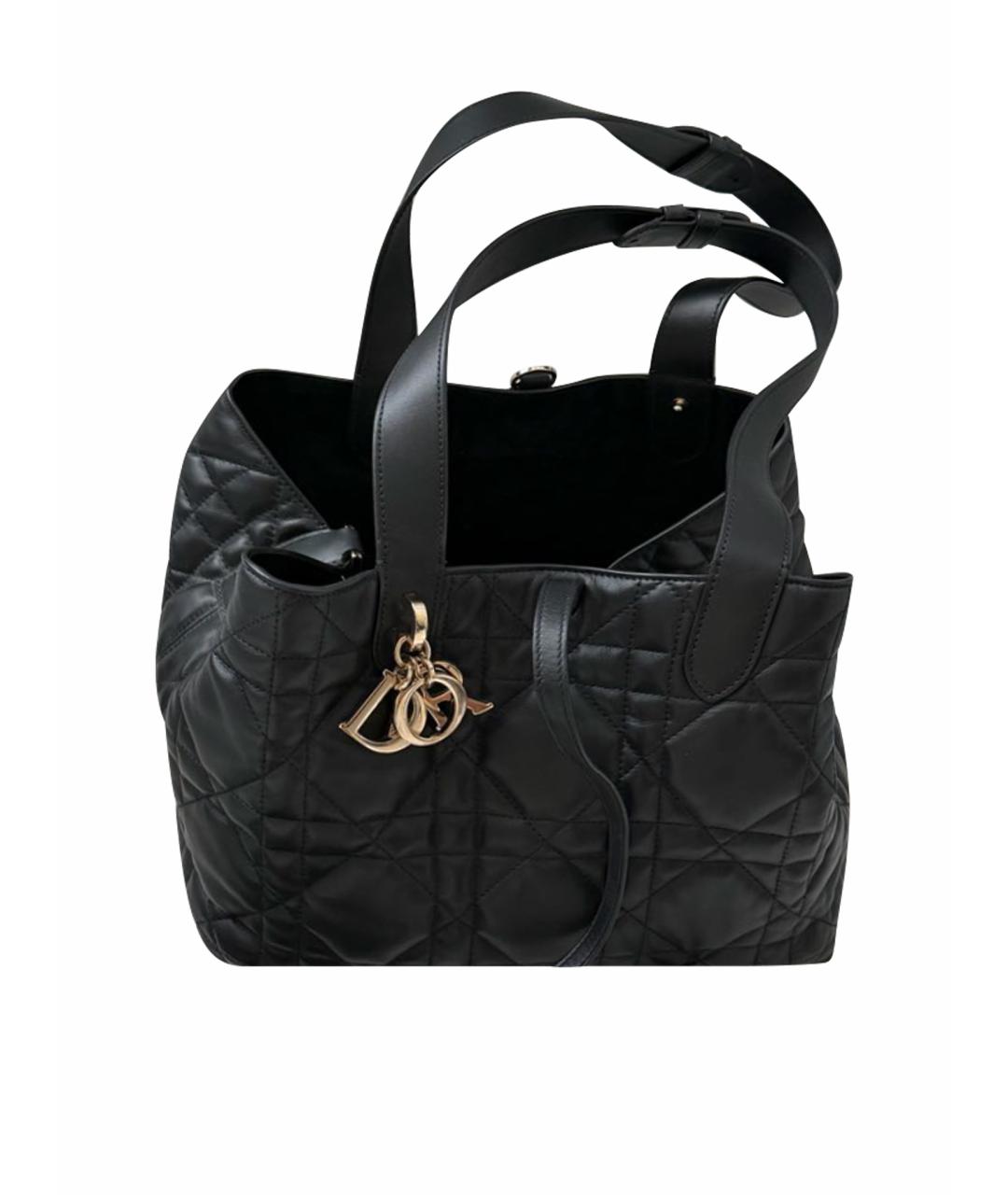 CHRISTIAN DIOR Черная кожаная сумка тоут, фото 1