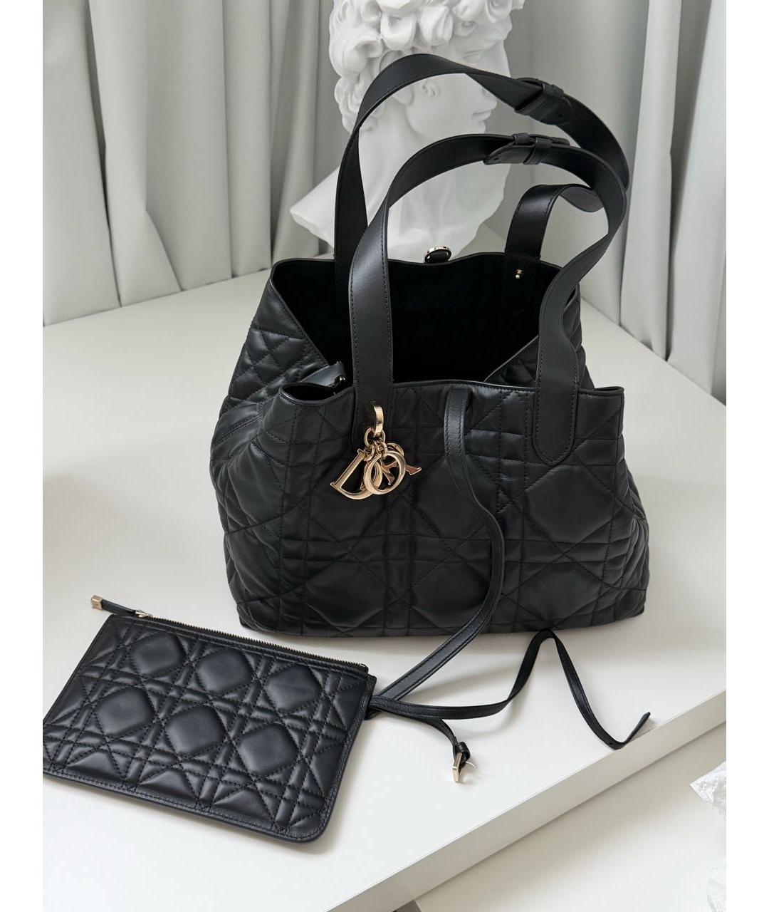 CHRISTIAN DIOR Черная кожаная сумка тоут, фото 5