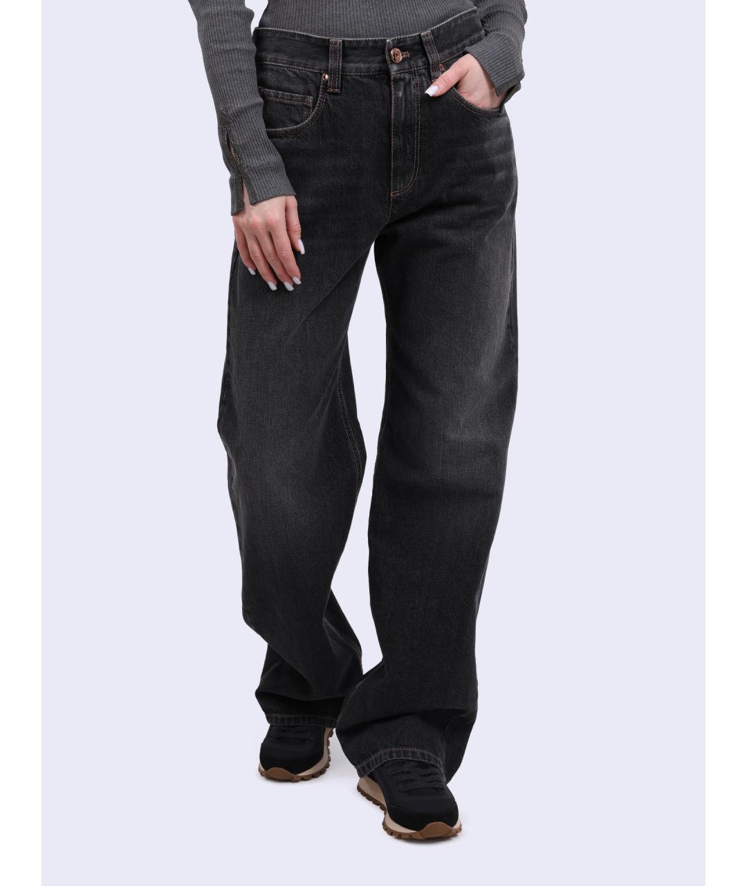 BRUNELLO CUCINELLI Серые хлопковые прямые джинсы, фото 6