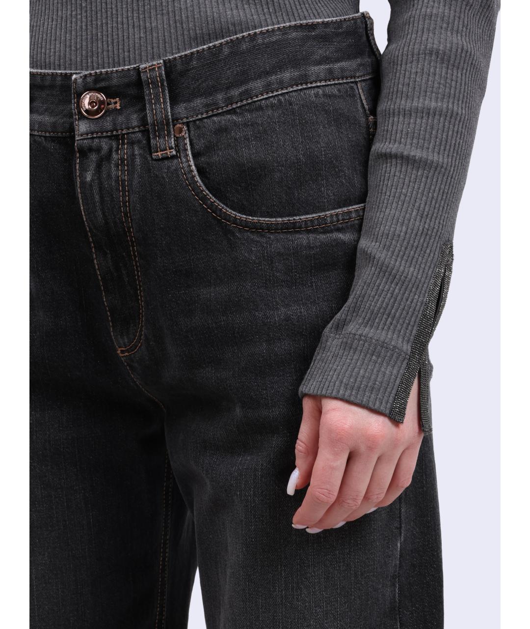 BRUNELLO CUCINELLI Серые хлопковые прямые джинсы, фото 4