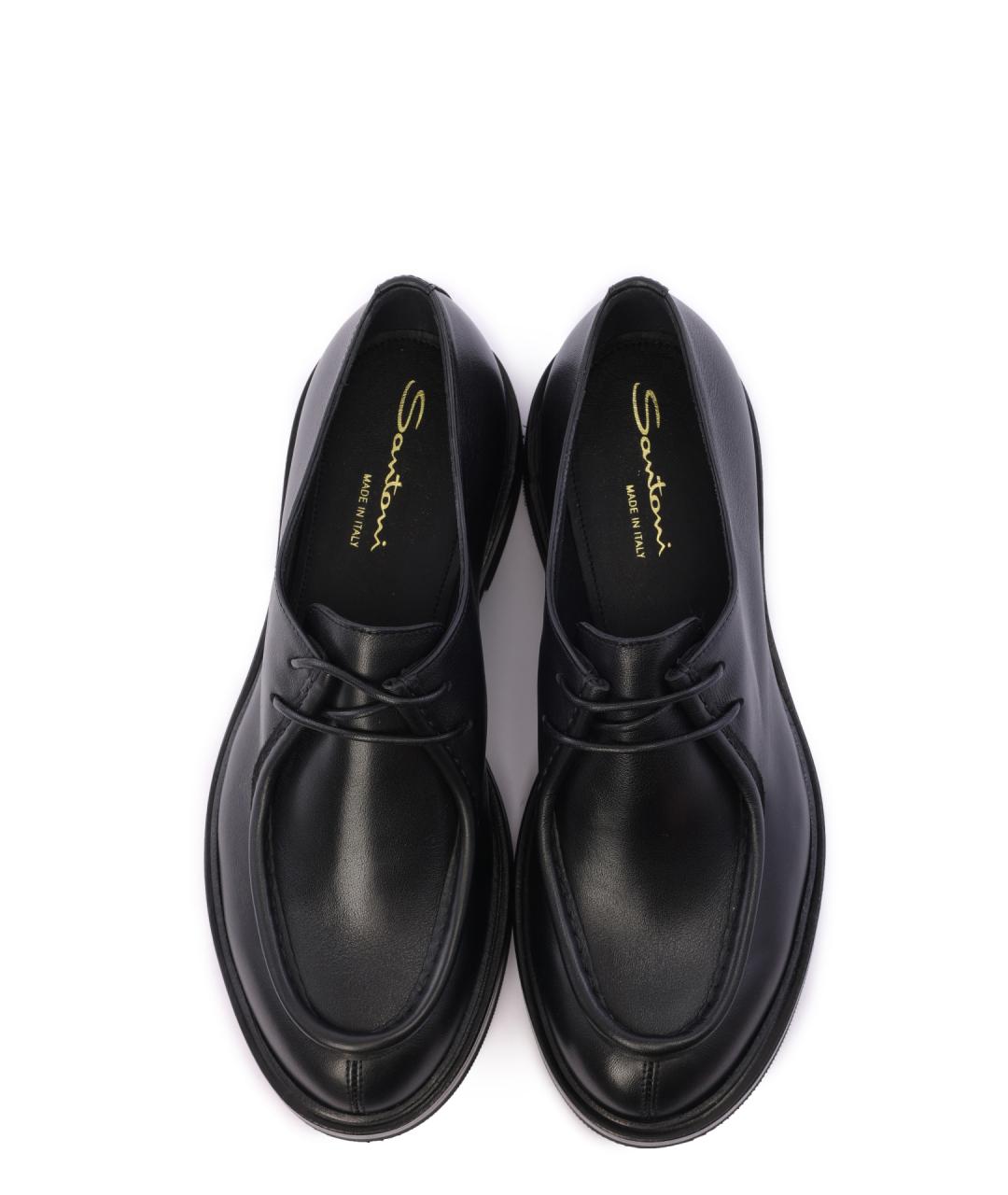SANTONI Черные кожаные туфли, фото 5