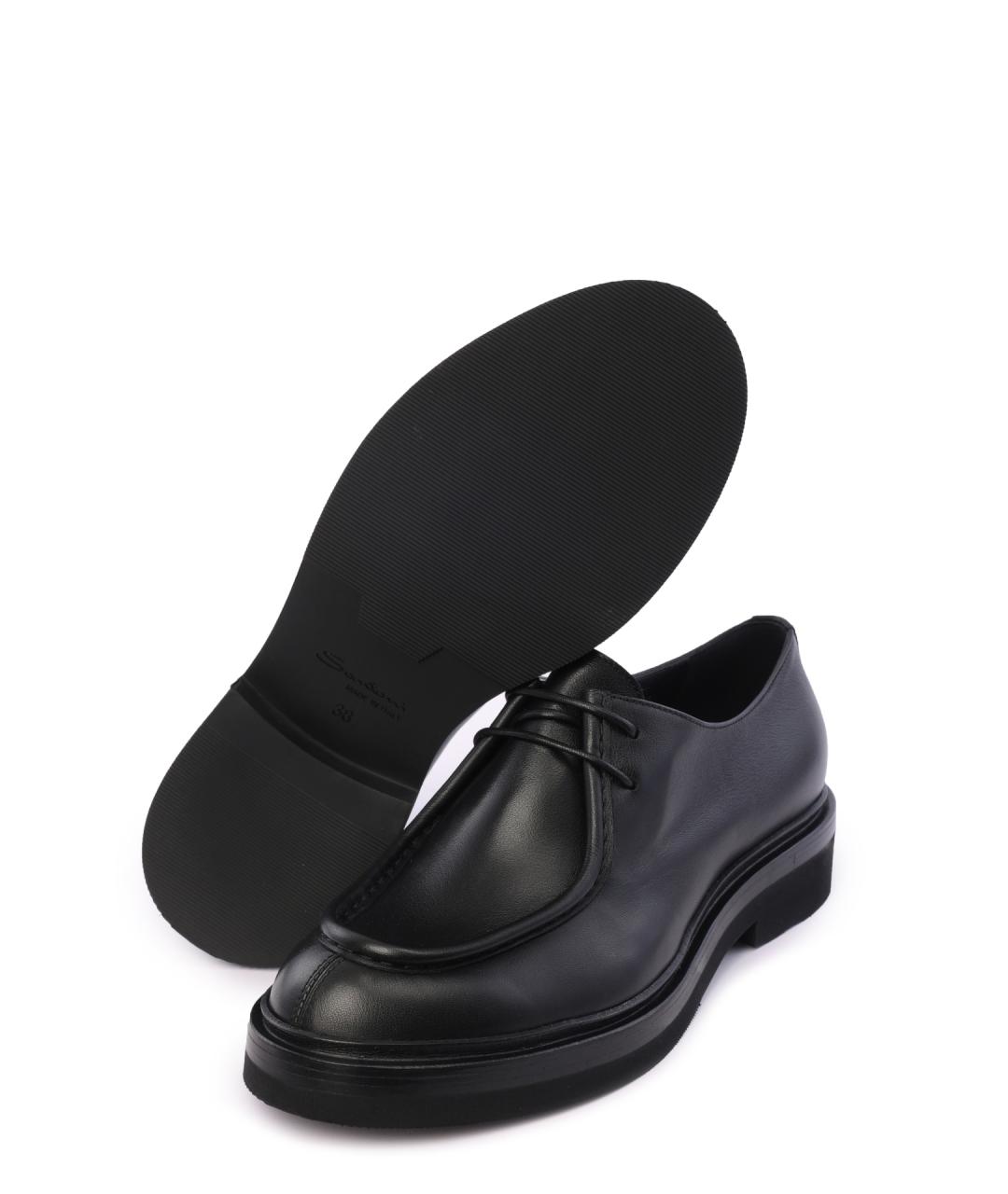 SANTONI Черные кожаные туфли, фото 4