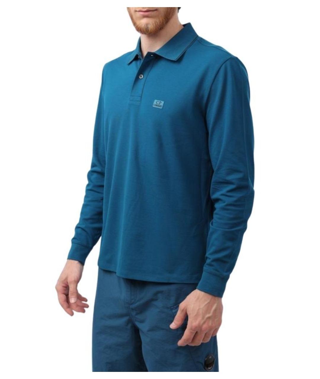 CP COMPANY Синее хлопковое поло с длинным рукавом, фото 1
