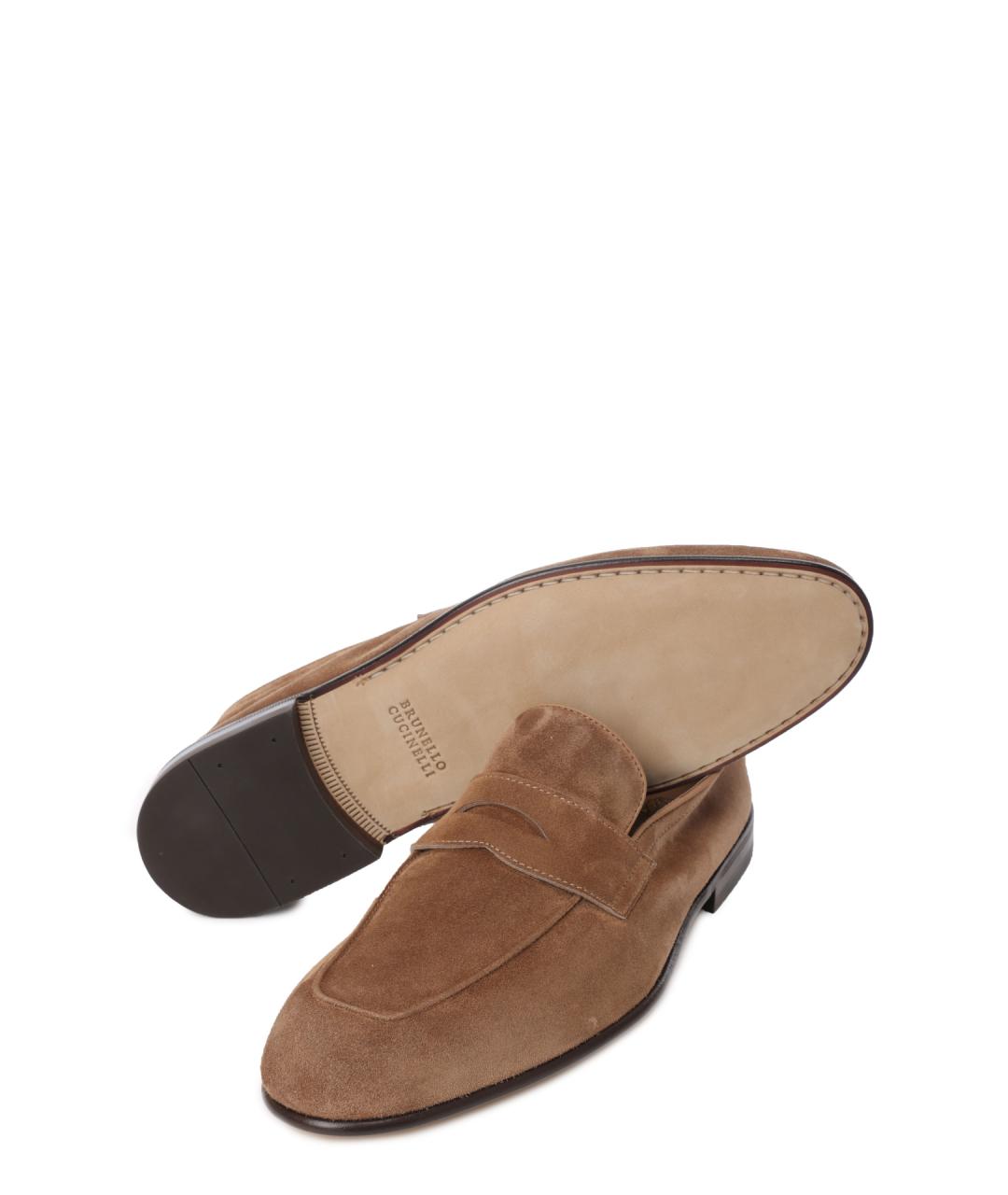 BRUNELLO CUCINELLI Коричневые замшевые лоферы, фото 4