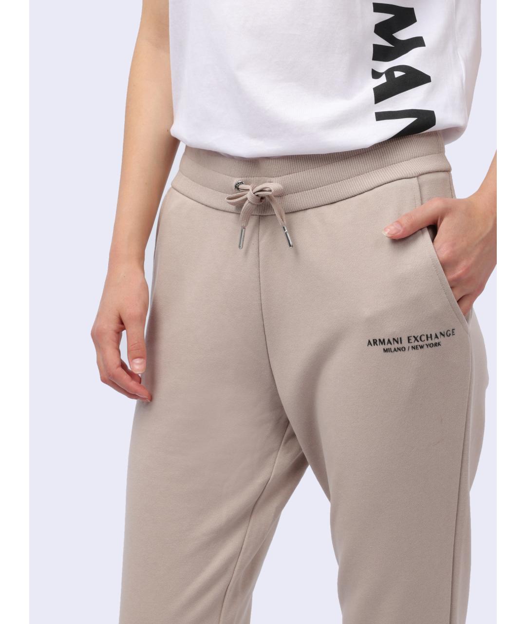 ARMANI EXCHANGE Бежевые хлопковые спортивные брюки и шорты, фото 3
