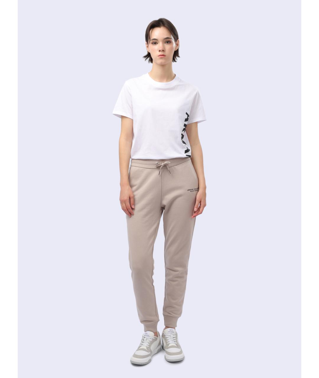 ARMANI EXCHANGE Бежевые хлопковые спортивные брюки и шорты, фото 2