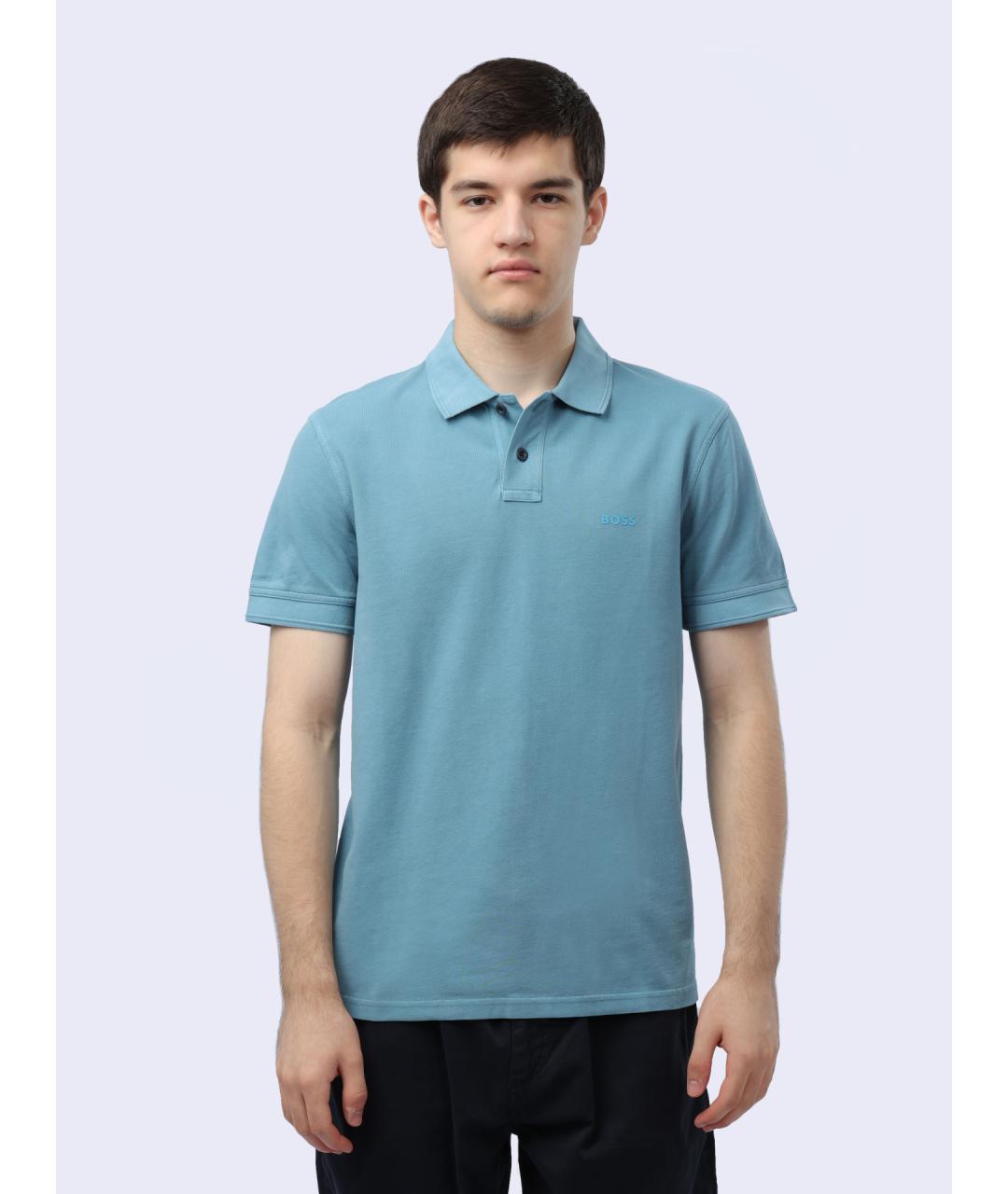 HUGO BOSS Голубое хлопковое поло с коротким рукавом, фото 7