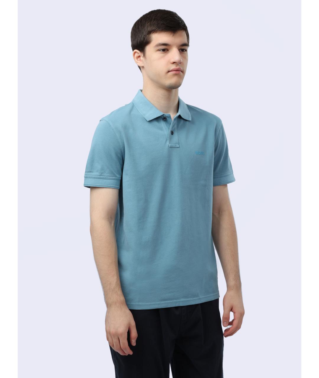 HUGO BOSS Голубое хлопковое поло с коротким рукавом, фото 5