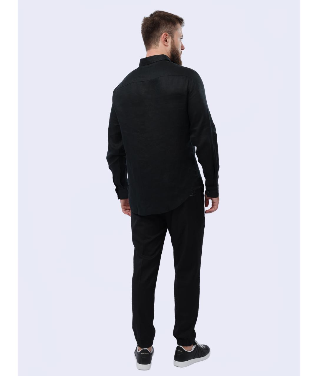 ARMANI EXCHANGE Черная льняная кэжуал рубашка, фото 6